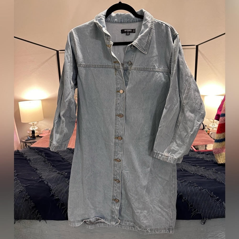 Elastic Sleeve Denim Dress (TALL)